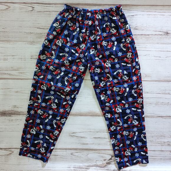 Disney Mickey Mouse Winter Plaid Snowflake Print Pajama Pants Sz Large - Picture 1 of 6